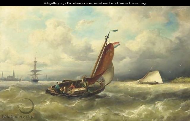 A barge from Marken on the IJ, Amsterdam in the distance - Nicolaas Riegen