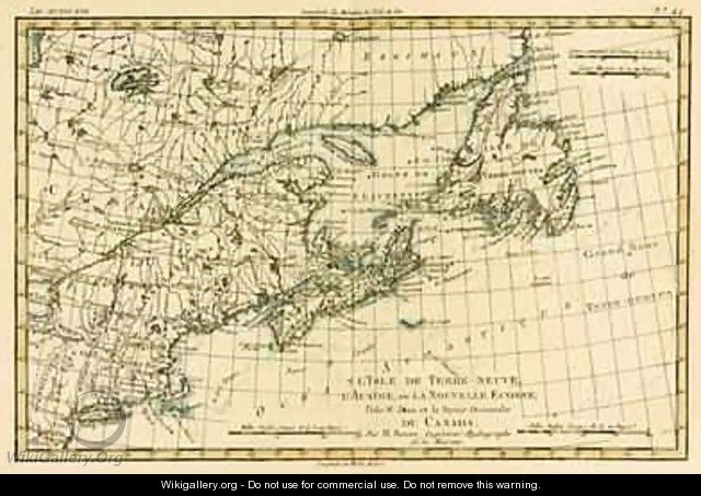 Eastern Canada, Newfoundland, Nova Scotia and St John Island - Charles Marie Rigobert Bonne