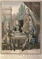 The Grandchildren of Louis XIV (1638-1715) of France Playing Backgammon, Louis the Duke of Burgundy (d.1712) Philip, Duke of Anjou (1683-1746) and Charles, Duke of Berry, with their father, Louis, Dauphin of France (d.1711) - Nicolas Bonnart