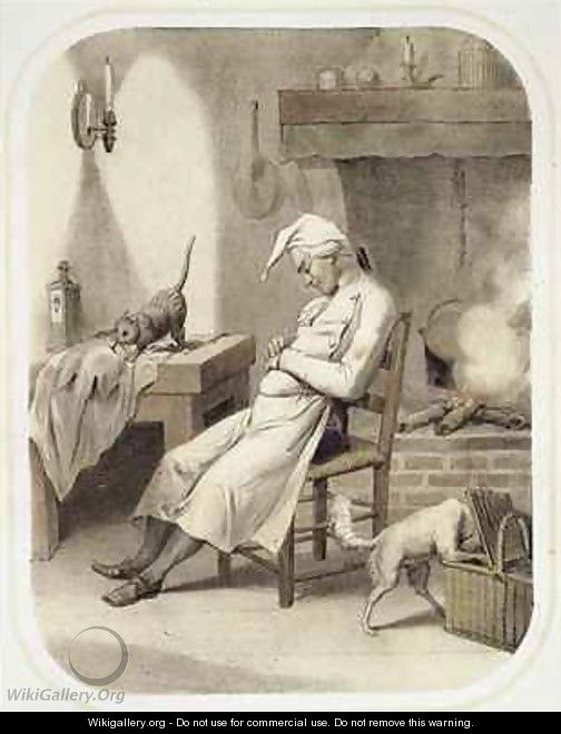 Sloth in the Kitchen - (after) Louis Leopold Boilly