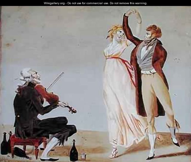 Merveilleuse and Incroyable with a Violinist - (after) Louis Leopold Boilly