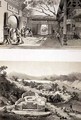 Interior View of the Great Temple at Macao and a Tomb and Village between the Bays of Hong Kong and Cowloon - (after) Borget, Auguste