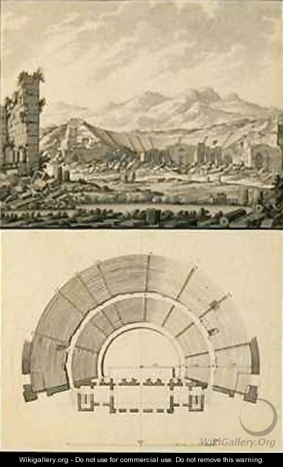 View and Plan of the Theatre of Hierapolis - Giovanni Battista (Giambattista) Borra