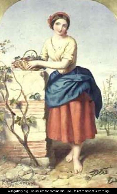 Girl with Basket of Grapes - Jules I Bouvier