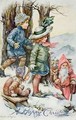 Father Christmas and Children in Snow - A.L. Bowley
