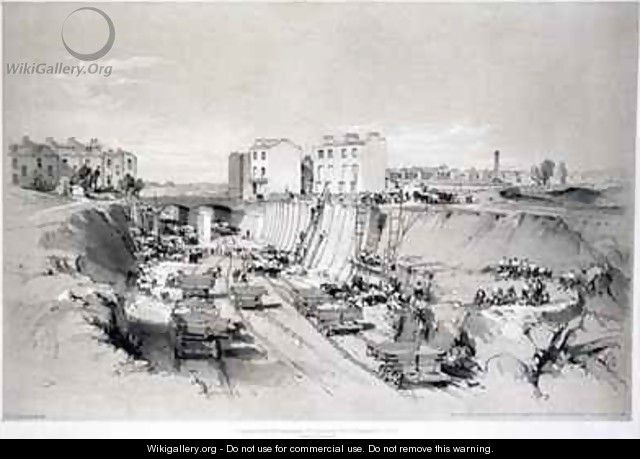 Building the retaining walls at Park Street, Camden Town 2 - John Cooke Bourne