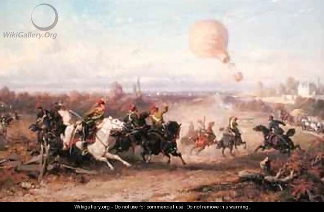 Prussian Hussars firing at a French Observation Balloon - Ludwig Braun