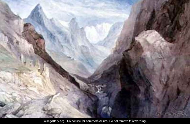 A view of Monte Viso and the Source of the River Po - William Brockedon