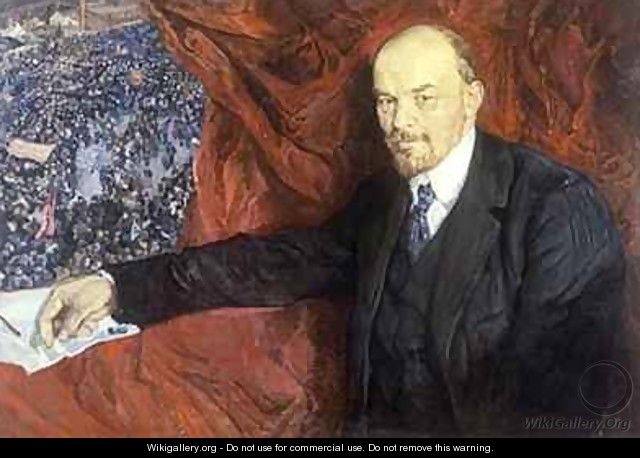 Vladimir Ilyich Lenin (1870-1924) and a Demonstration - Isaak Israilevich Brodsky