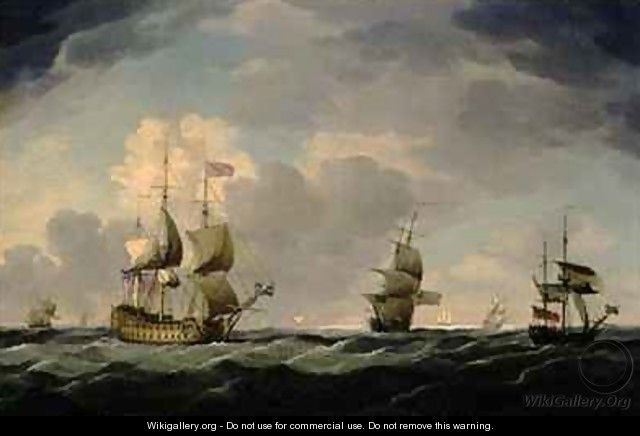 An English Flagship Under Easy Sail in a Moderate Breeze - Charles Brooking