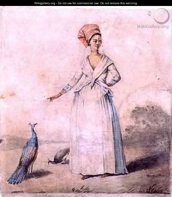 Lady with peacock - Agostino Brunias
