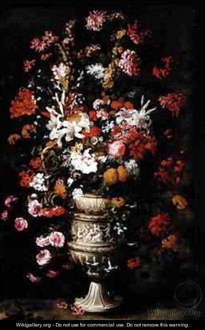 Flowers in a Figured Vase - Jan Peeter Brueghel