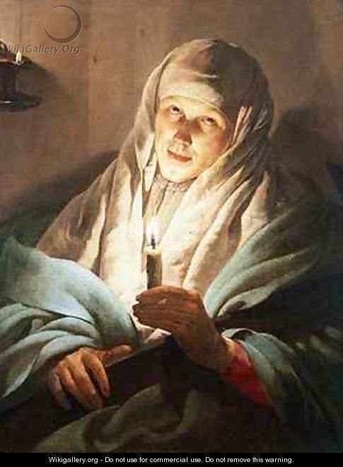 A Woman with a Candle and Cross - Hendrick Ter Brugghen