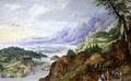 Mountainous coastal landscape with travellers at rest - J. & Momper, J.de Brueghel