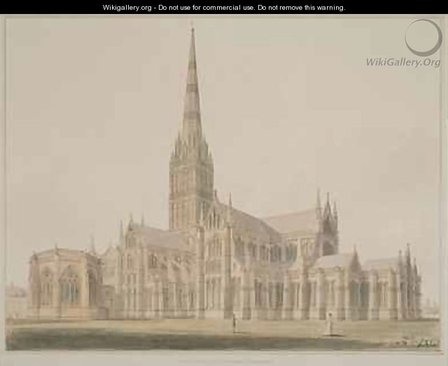 South East View of the Salisbury Cathedral and Chapter House - John Buckler