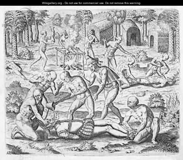 Massacre of Christian missionaries near Cumana, Venezuela - (after) Bry, Theodore de