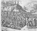 Method of burial of Peruvian kings and nobility from Girolamo Benzoni's account of the conquest of Peru - (after) Bry, Theodore de