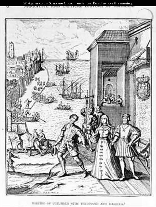 Parting of Columbus with Ferdinand and Isabella - (after) Bry, Theodore de