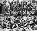 The dogs of Vasco Nunez de Balboa (1475-1571) attacking the Indians - Theodore de Bry