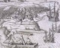 Battle in Jamaica between Christopher Columbus (1451-1506) and Francisco Poraz - (after) Bry, Theodore de