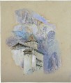 A View Of A Building And Tower In The Alps - John Ruskin