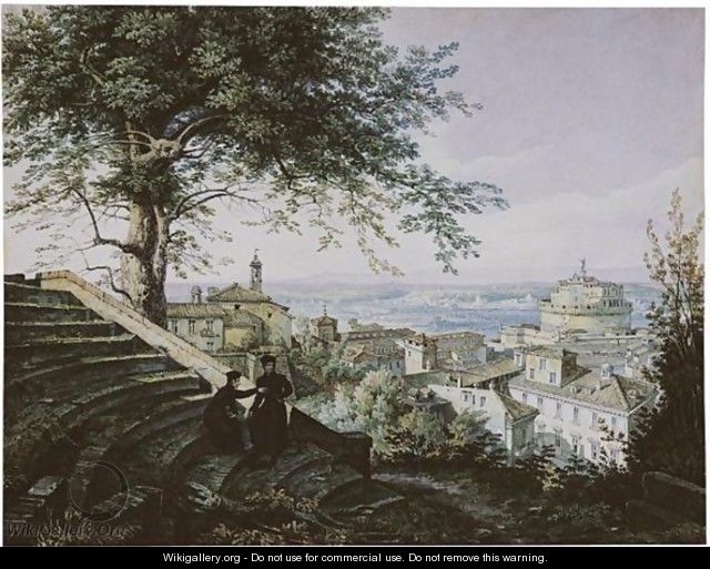 A View Of Rome Looking Towards The Castel Sant