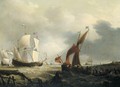 A Dutch Warship And Fishing Boats In A String Wind Off The Dutch Coast - Dutch School