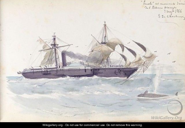 Ship with whale - Eduardo de Martino