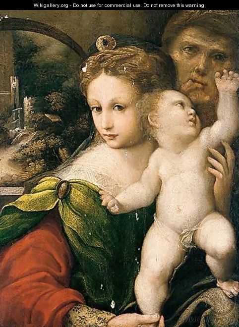 The madonna and child with a male saint, probably Saint Joseph - Michele Da Parma (see Rocca)