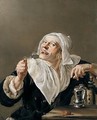 An old woman drinking from a wine glass - Petrus Staverinus