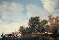 A river landscape with a cattle ferry - Salomon van Ruysdael