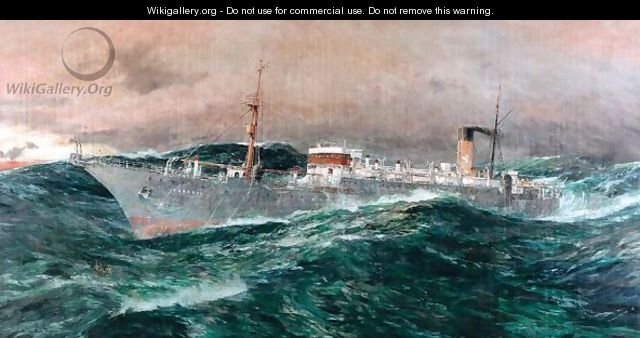 The E C.S. Faraday in a gale, 1929 - Charles Edward Dixon
