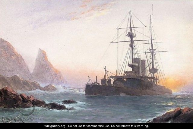 HMS Montague ashore on lundy island - James Millar