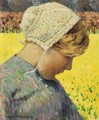Dutch Girl Before A Daffodil Field - George Hitchcock