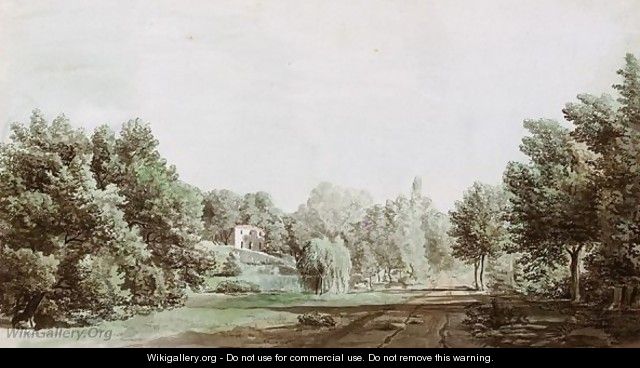 A Road Surrounded By Woodland In An Italianate Landscape - William Taverner