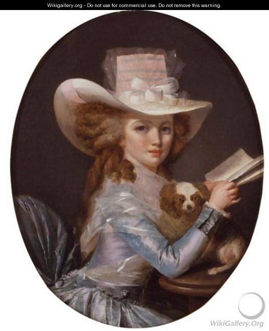 Portrait Of A Young Woman With Her Dog - (after) Michel Garnier