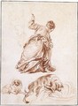 A Kneeling Woman, After Veronese, And Two Studies Of Dogs, One After Rubens - Jean-Antoine Watteau
