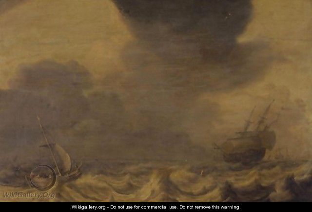 Ships Tossed In A Stormy Sea - Pieter the Younger Mulier (Tampesta, Pietro)