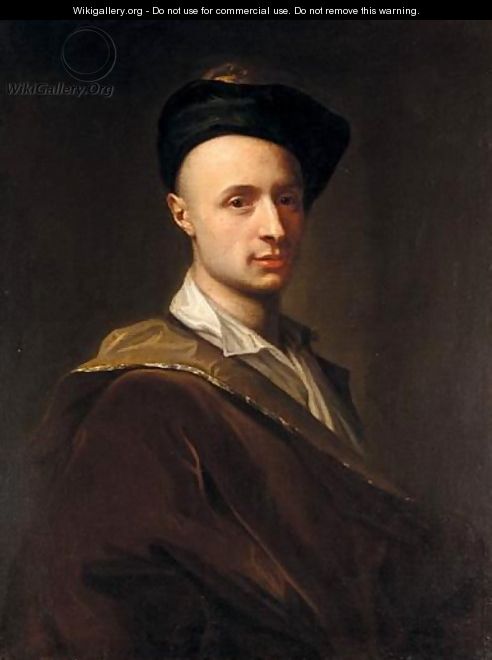 Portrait Of A Man, Half-Length, Wearing A Black Hat - (after) Francesco Trevisani