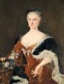 Portrait Of A Lady, Three-Quarter Length, Dressed In An Ermine-Lined Cloak, Standing Beside A Table With A Rose - Piedmontese School
