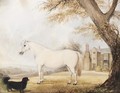 White Horse And Dog Outside Scawby Hall - English Provincial School