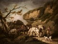A Horse Drawn Cart Carrying Slate In A Landscape - George Morland