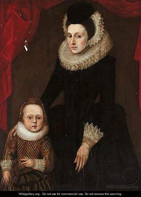 Portrait Of A Lady With Her Child - English School