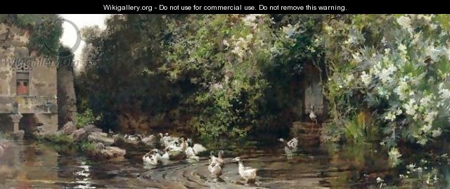 Patos En Un Estanque (Ducks On A Pond) - Francisco Pradilla y Ortiz