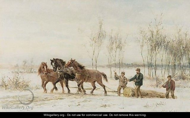 Woodcutters In The Snow - Willem Carel Nakken