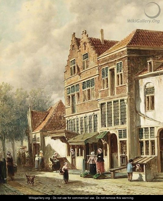 Villagers In The Streets Of A Dutch Town - Pieter Gerard Vertin