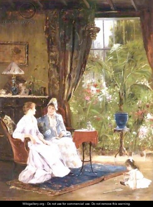 In The Conservatory - Mihaly Munkacsy