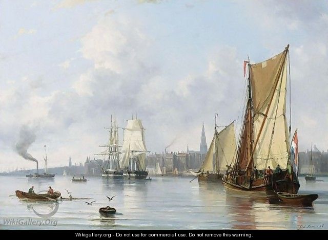 Shipping On The Ij Near Amsterdam - George Laurens Kiers