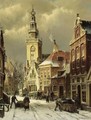 Figures In A Snowy Street, Monnickendam - Willem Koekkoek