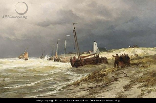 Moored Fishing Boats On The Beach - George Laurens Kiers